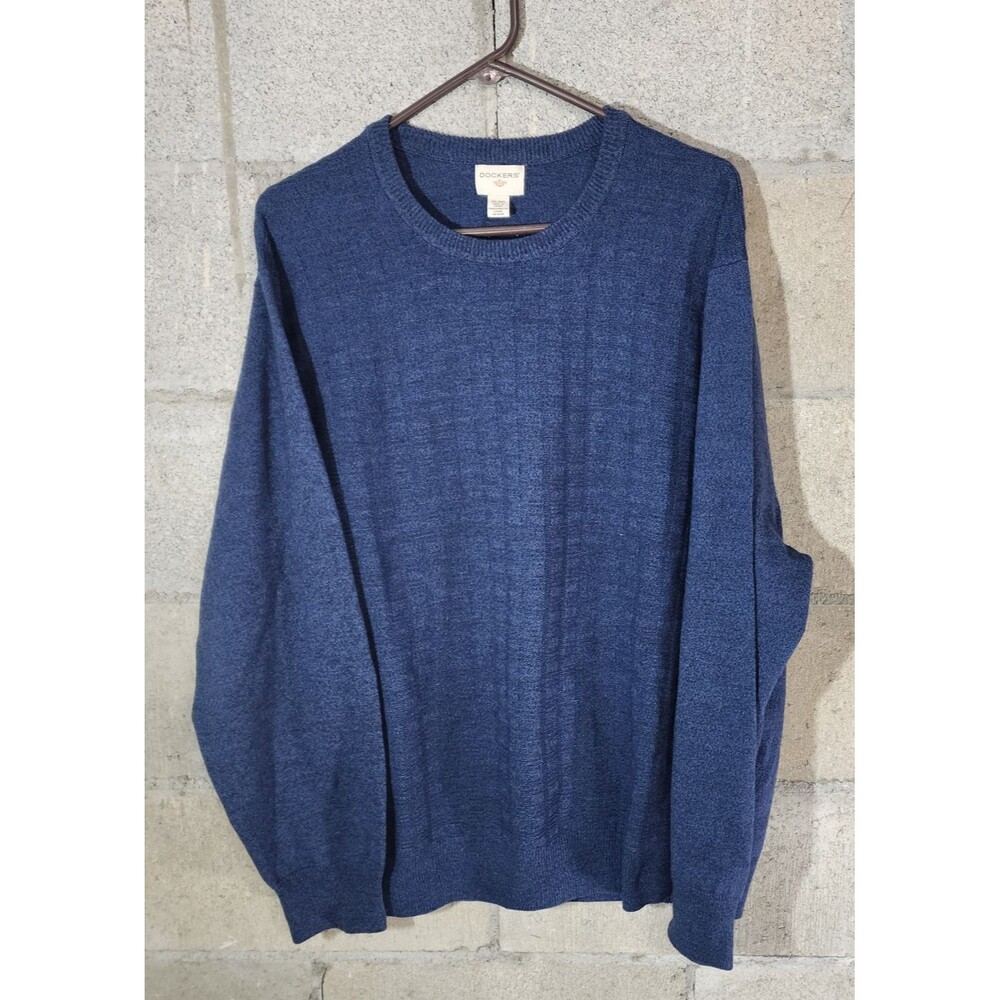 Dockers Long Sleeve Crew-Neck Pullover Knit Acrylic Men's Sweater Blue Size XXL